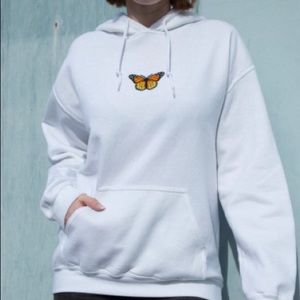 Brandy Melville White Christy Butterfly Hoodie